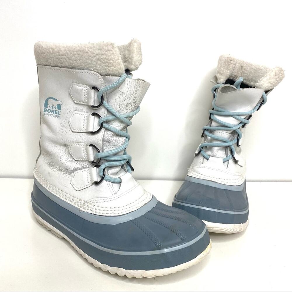 Sorel 1964 PAC Lace Up Waterproof White Leather Snow Boot 6